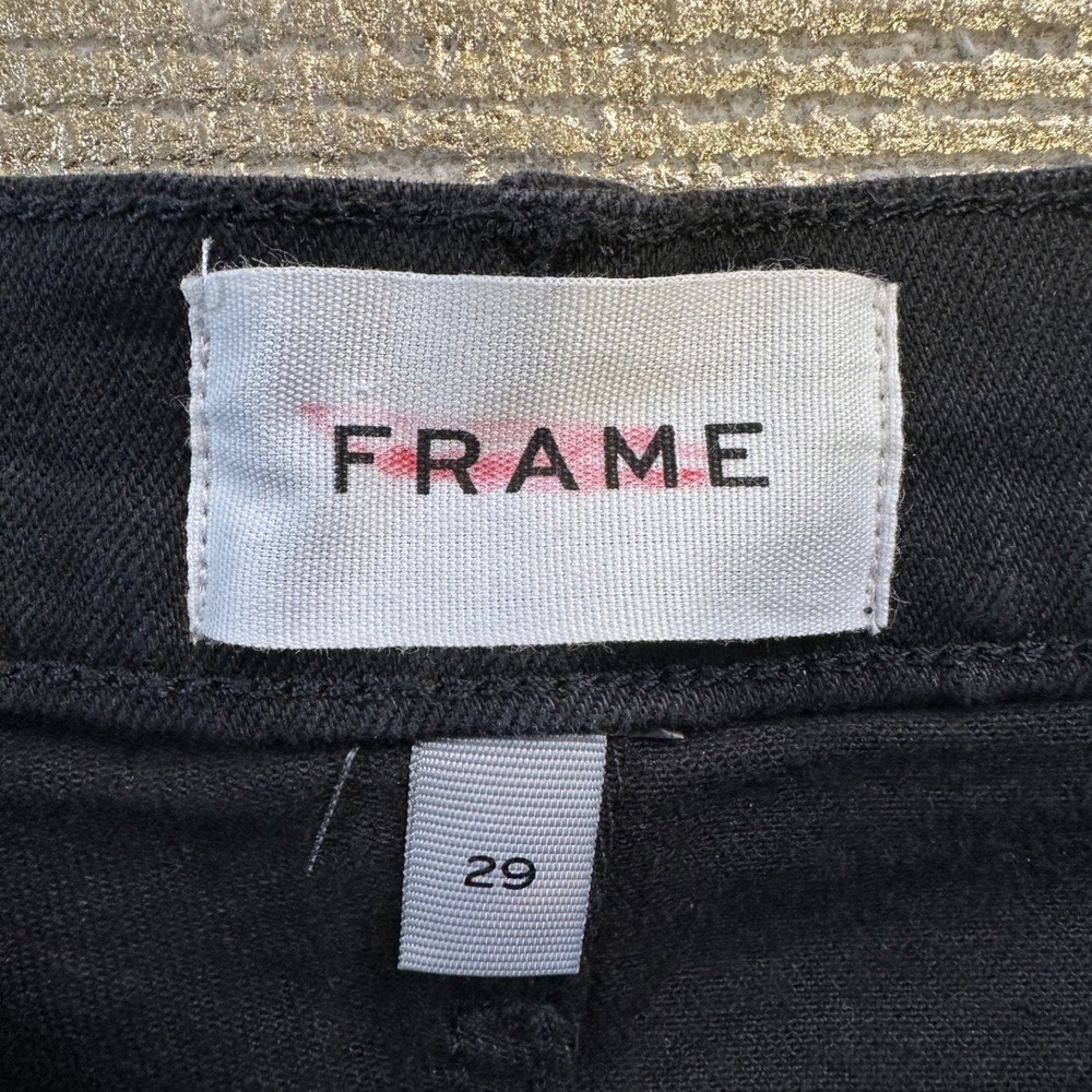FRAME Denim Black 'Le Vintage' Bermuda Jean Shorts Frayed Raw-Edge Hem NWT 29 - Picture 6 of 11